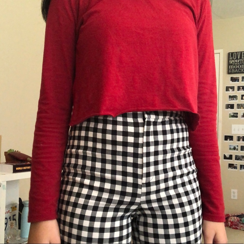 High Waisted Gingham Pants